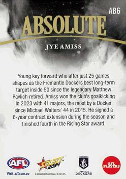2024 Select AFL Footy Stars - Absolute Black #AB6 Jye Amiss Back